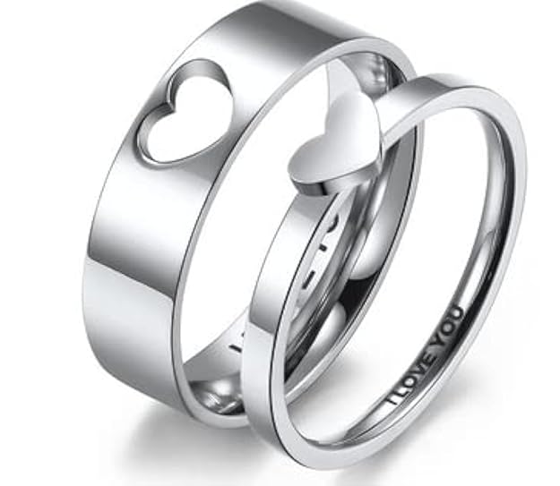 I Love You Wedding Ring Men and Women Promise Ring Sets for Couples