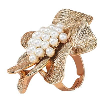 Gold Plated Flower Shape with Pearls Ring